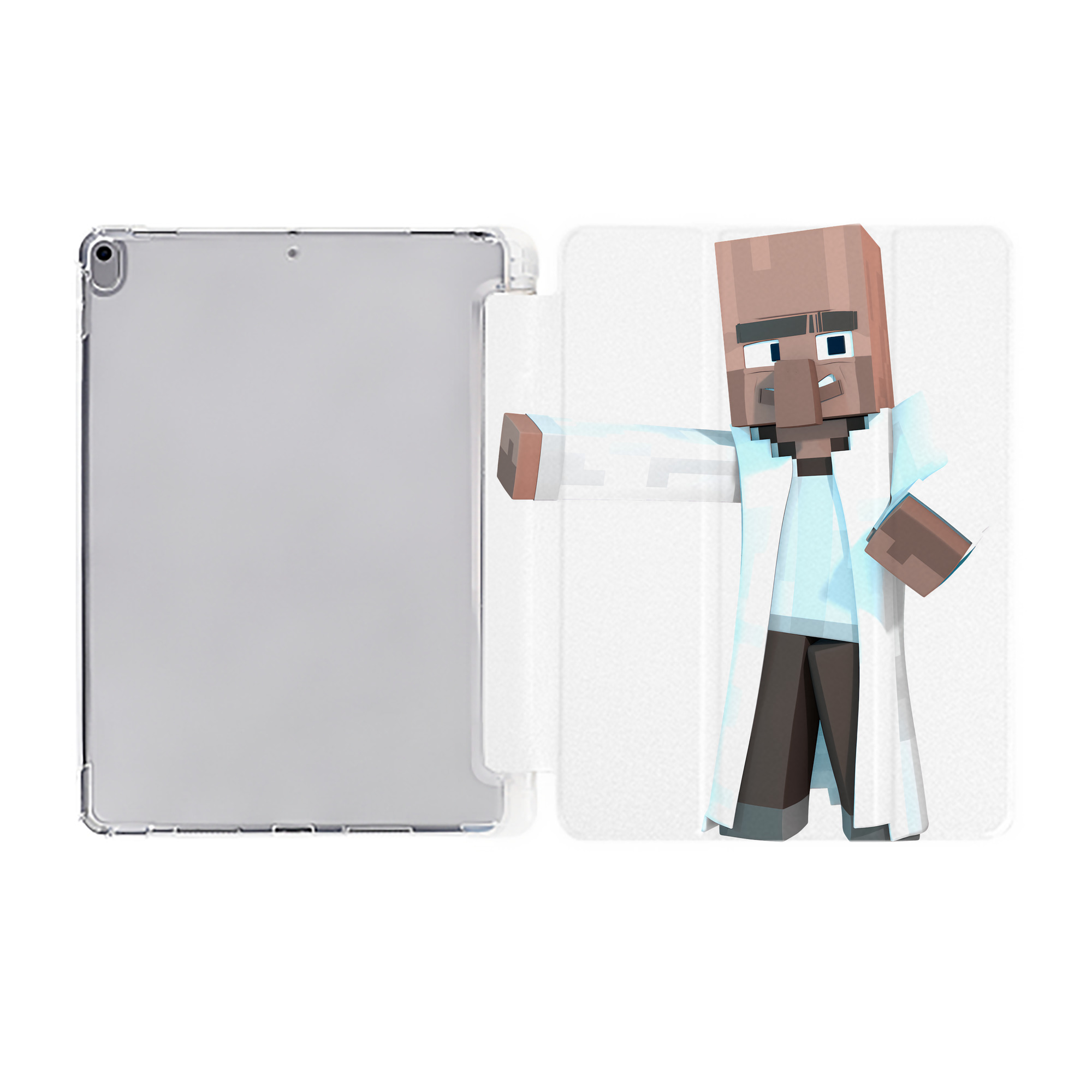 （画像用） マインクラフト ブロックの世界 Minecraft MC Block world IPad ケース ペン収納付き 三つ折りスタンド PUレザー×シリコン 対応機種9.5/10.5/10.9インチ